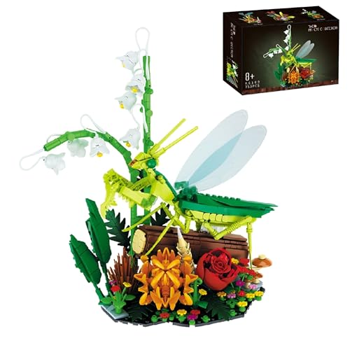 Insekten Collection Blume Bausteine Set, 753 Teile Gottesanbeterin und Blumen Klemmbausteine, Insekten, Blume, Rose, Pflanze Bausteinspielzeug, Kreative Geschenke für Kinder und Erwachsene (66109) von Unativer