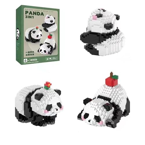 Panda Bausteine Spielze Set, 3 In1 Panda Mini Bausteine Set, Niedlich Panda Bausteine Spielzeug Set, DIY Mini Tiere Bausteine Set, Panda Bausteine Creative Geschenke für Erwachsene Kinder (M1056) von Unativer