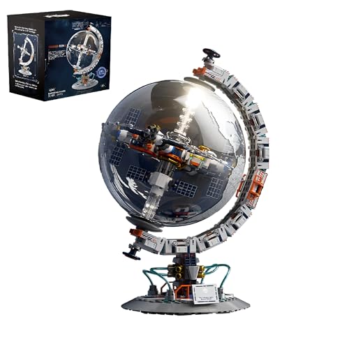 Technik Globus Raumstation Bausteine, 700+ Teile 360° Drehbarer Globus Modellbausatz, Space Raumstation Bausteine, Sammelbares Weltkarten Globus Modell, Geschenk für Erwachsene Teenager Kinder und Wel von Unativer