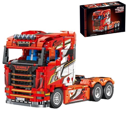 Technik LKW Bausteine Bausatz, 1708 Teil Großes LKW Bausteine für Scania Tractor Truck, Truck Modell Bausatz, MOC LKW Bausatz, Sammlerstücke Geschenke für Erwachsene und Kinder (Originalverpackung) von Unativer