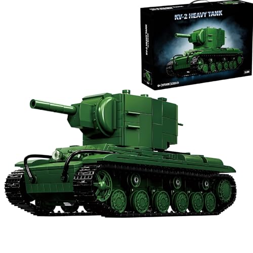 Technik Militär Panzer Bausteine Modell, 1321 Teile KV2 Heavy Tank Modell Spielzeug, WW2 Armee Klemmbausteine Tank Modellbausatz, Geschenk für Kinder Erwachsene, Kompatibel mit Großen Marken (97005) von Unativer