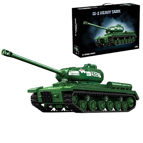 Technik Militär Panzer Bausteine Modell, 1402 Teile is-2 Heavy Tank Modell Spielzeug, WW2 Armee Klemmbausteine Tank Modellbausatz, Geschenk für Kinder Erwachsene, Kompatibel mit Großen Marken (97006) von Unativer