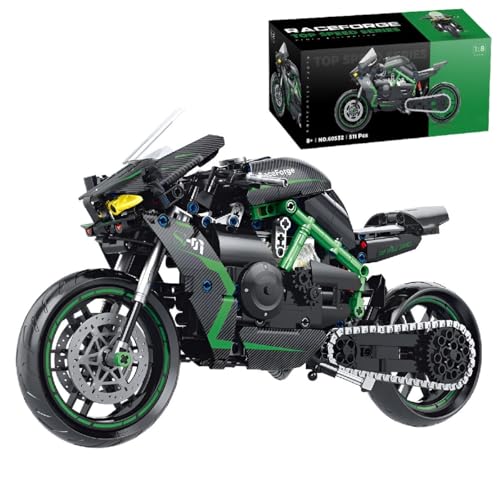 Technik Motorrad Bausteine für H2R, 511 Teile 1:8 Technik Supermotorrad Bausteine Bausatz, Rennen Motorrad Spielzeug für Kinder Erwachsene, Kompatibel mit Andere Marken (60532) von Unativer