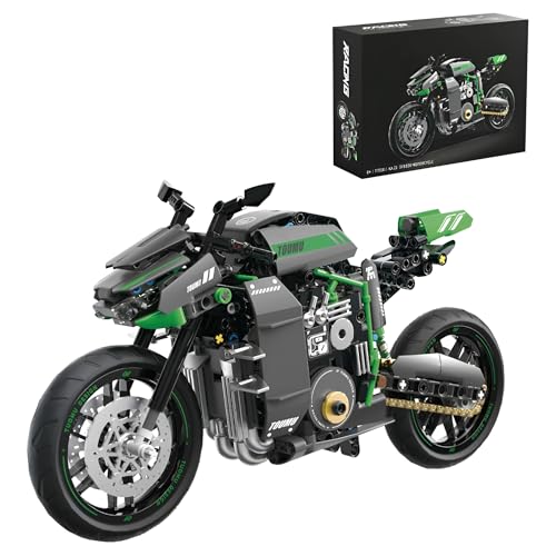 Technik Motorrad Bausteine für Kawaski, 460 Klemmbausteine Technik Rennen Superbike Modellbausatz, Supermotorrad Spielzeug Geschenk für Kinder Erwachsene Kompatibel mit Großen Marken (T7006) von Unativer