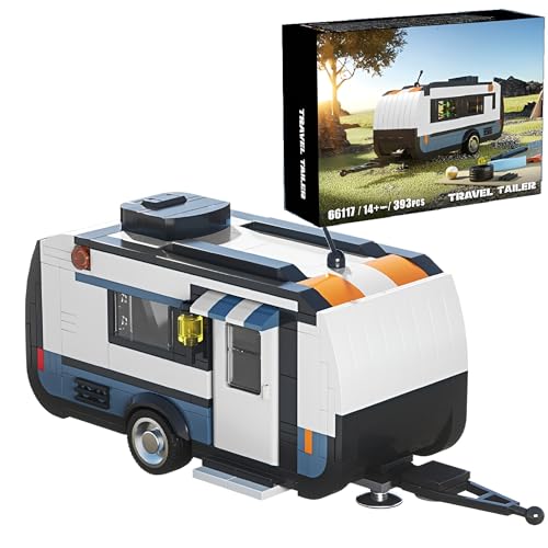 Travel Tailer Truck Modell Bausatz, 393 Teile Klassiker Travel Truck Bausteine Auto Bauspielzeug Set, STEM Fahrzeuge Modell Spielzeug, Ideas Geschenk für Erwachsene und Kinder (66117) von Unativer