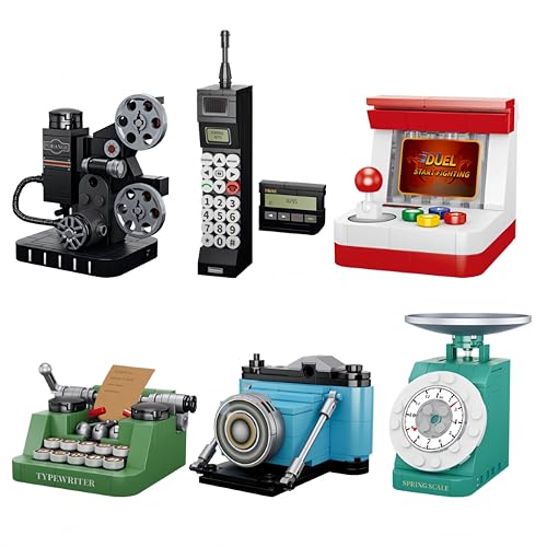 Unativer 6-in-1 Retro Möbel Bausteine Set, 667 Teile Vintage Projektor, Telefon, Schreibmaschine, Kamera Modell Spielzeug, Kreatives DIY Deko-Bauset für Erwachsene & Jugendliche Unativer 6-in-1 Retro Möbel Bausteine Set, 667 Teile Vintage Projektor, Telefon, Schreibmaschine, Kamera Modell Spielzeug, Kreatives DIY Deko-Bauset für Erwachsene & Jugendliche von Unativer