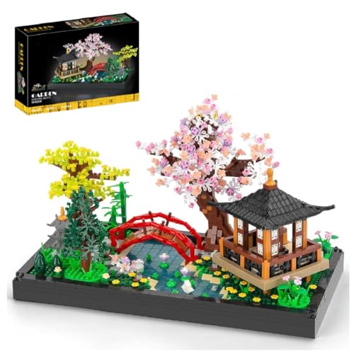 Unativer Klassischer Mini Garten Bauklötze Set, 2280 Teile Japanische Zen Gärten Bausteine Bausatz, Botanische Sakura Kollektion Baukasten, Spielzeuggeschenke für Kinder und Erwachsene von Unativer