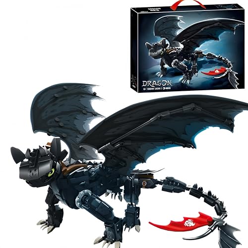 Night Black Ohnezahn Drache Baustein Bausatz, 1026 Teile Drachen Bauspielzeug, Film Fiction Modell Spielzeug, MOC Tier Bausteine Kunst Dekoration, Geschenk für Kinder Teenager und Erwachsener Night Black Ohnezahn Drache Baustein Bausatz, 1026 Teile Drachen Bauspielzeug, Film Fiction Modell Spielzeug, MOC Tier Bausteine Kunst Dekoration, Geschenk für Kinder Teenager und Erwachsener von Unativer