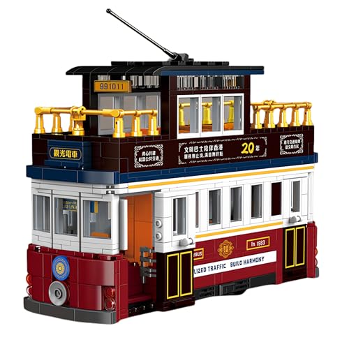 Unativer Vintage Hong Kong Antique Tram Bausteine Bausatz, klassisches HK-Straßenbahnmodell für Erwachsene und Kinder, Sammler-Fahrzeugbausatz, 897 Teile Unativer Vintage Hong Kong Antique Tram Bausteine Bausatz, klassisches HK-Straßenbahnmodell für Erwachsene und Kinder, Sammler-Fahrzeugbausatz, 897 Teile von Unativer