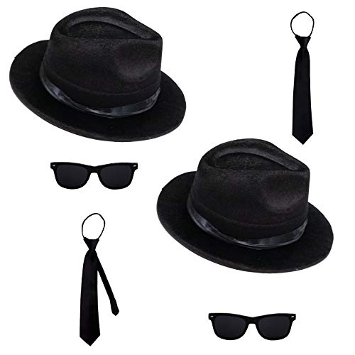 Spassprofi 2 Blues Brothers Sets Hut, Brille und 2 Schlipse Kostüm Set Fasching von Spassprofi