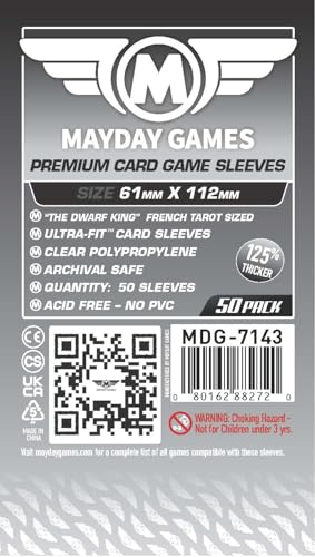 50 MayDay 61 x 112 Dwarf King French Tarot Premium Card Sleeves Board Game - Brettspiel Hüllen von Mayday