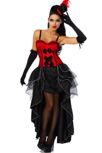 Burlesque Kost?m oder Saloon Girl Verkleidung (XL, Rot/Schwarz) von Unbekannt