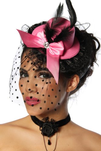 Burlesque Mini-Hut / Fascinator--rosa/schwarz--OS von Unbekannt