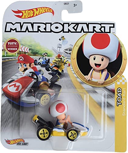 Unbekannt GJH63 - Model Toad Standard Kart SUPER Mario Kart Die Cast - Multicolor - 1/64 5cm von Hot Wheels