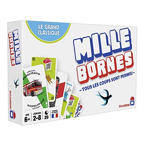 Dujardin Mille Bornes Le Grand Classique – Gesellschaftsspiel – Kartenspiel – Erreichen Sie zuerst die 1000 Endpunkte – Zum Spielen mit Familie oder Freunden – 2 bis 8 Spieler – ab 6 Jahren von Dujardin