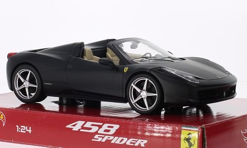 Ferrari 458 Spider, matt-schwarz, Modellauto, Fertigmodell, Mattel 1:24 von Unbekannt