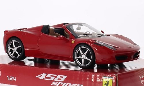 Ferrari 458 Spider, rot, Modellauto, Fertigmodell, Mattel 1:24 von Unbekannt