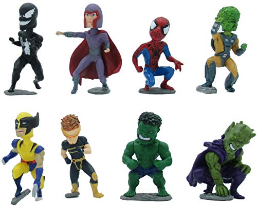 Gashapon - Komplett-Set 8 Mini-Figuren BOBBLE HEADS Serie PART 1 Hulk Wolverine Magnet Venom Goblin Dekoration Kuchen Cake Topper - mehrfarbig - 4 cm von Unbekannt