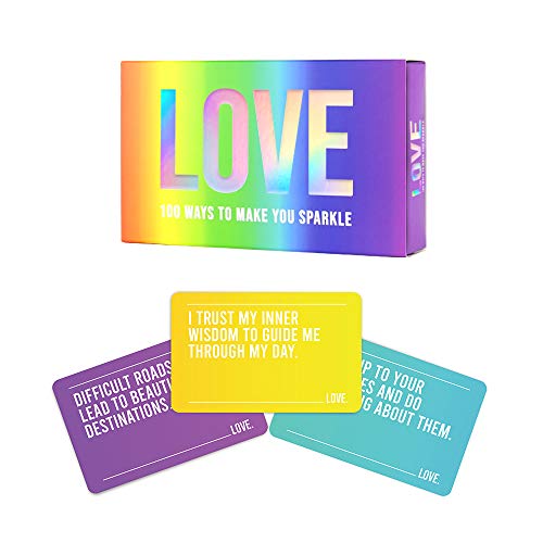 Gift Republic GR490102 Love – 100 Affirmationskarten, um Sie zum Funkeln zu bringen, Briefdruck, Grün/Pfirsich/Gelb/Violett von GR Gift Republic