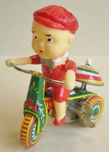 Junge auf Dreirad aus Blech zum Aufziehen, Blechspielzeug Junge auf Dreirad aus Blech zum Aufziehen, Blechspielzeug von Unbekannt