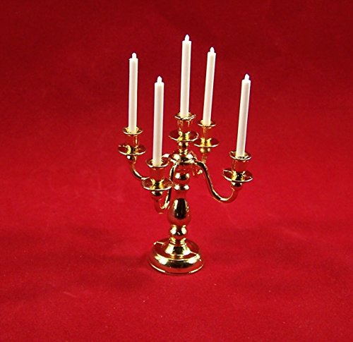 Kerzenständer Leuchter 5 armig Metall Puppenhaus Möbel Miniatur 1:12 von Unbekannt