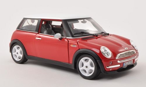 Mini Cooper, rot/weiss , 2001, Modellauto, Fertigmodell, Bburago 1:18 von Unbekannt