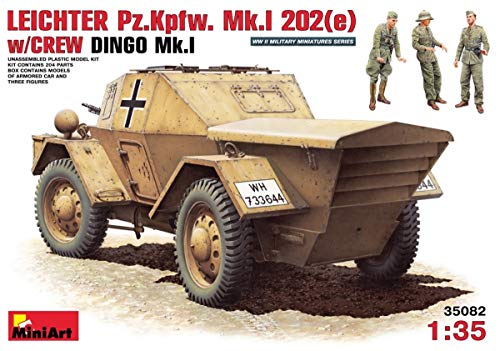 Mini Art Fahrzeug 35082 1:35 Dt. Lt. PzKpfw. MkI 202e Dingo (3) -originalgetreue Nachbildung, Modellbau, Plastik Bausatz, Basteln, Hobby, Kleben, Modellbausatz, Zusammenbauen, unlackiert, Mehrfarbig von MiniArt