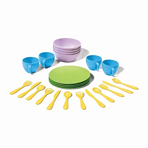 Green Toys 8664052 Geschirrset für Kinderküche, Spielküche, Rollenspiel, nachhaltiges Küchenspielzeug für Kinder ab 24 Monaten, 24-teilig, CT von Green Toys