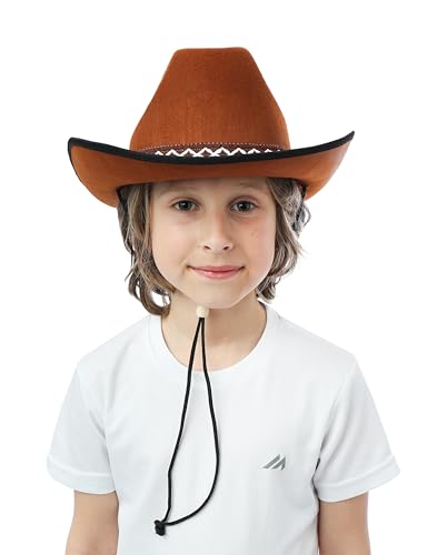 P'TIT CLOWN - 11235 - Filzhut Cowboy Kind - Unisex - Zubehör Westernkostüm - Für Karnevalskostüm, Halloween, Cosplay, Geburtstagskostüm, Kostümfest, Show - Braun von p'tit clown