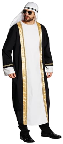 PartyXPeople Kostüm Araber | Scheich Verkleidung | Sultan Orientale Beduine Karneval Fasching | schwarz-weiß 14907-XXL von PartyXPeople