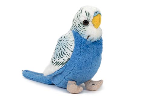 SEMO - Mini Wellensittich, blau-weiß, ca. 13 cm hoch, Plüschtier, Tier, Vogel, Karneval, Deko, Kindergeburtstag, Safari, Polyester, 3 Jahre+ von Unbekannt