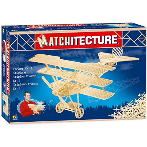 Streichholz-Puzzle 3D - Matchitecture : Fokker DR1 Dreidecker-Flugzeug von Bojeux