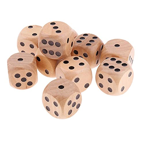 Sharplace 10 Stück Große D6 Holzwürfel Würfel-Set, Natürlich Holz Spielwürfel, Kartenspiel Partyspiele zubehör, 2cm von Sharplace