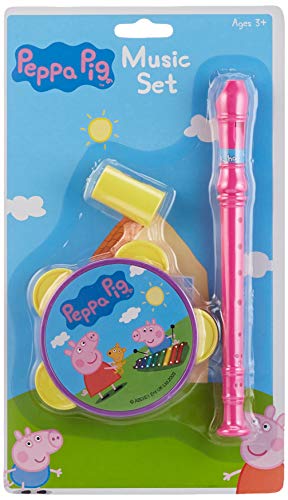 HTI & Games Peppa Pig Kids Musical Set with Tambouriner and Recorder for Children Boys & Girls Aged 3+ von HTI