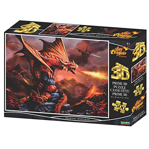 Anne Stokes AS10090 Drache Fire Dragon Puzzle mit 3D-Effekt, 500 Teile, mehrfarbig, 61cm x 46cm von Anne Stokes