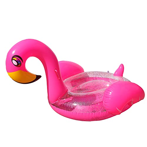 BLUE SKY - Riesiger aufblasbarer Flamingo-Schwimmring - 069793 - Rosa - Kunststoff - 175 cm x 103 cm - Outdoor-Spiel - Pool - Reitbar - Mit Griff - XXL - Ab 14 Jahren von BLUE SKY