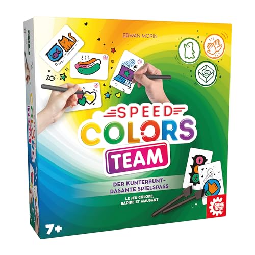 Game Factory 646305 Speed Colors Team, kooperatives Partyspiel zum Ausmalen, Familienspiel, Merkspiel ab 7 Jahren, Kinderspiel, für 2-6 Spieler, M von Game Factory