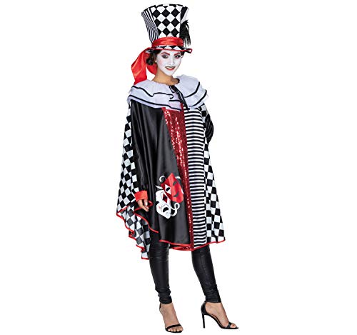 Unbekannt Damen Kostüm Pierrot Harlekin Poncho Harlekina inkl. Zylinder Onesize Fasching von Unbekannt