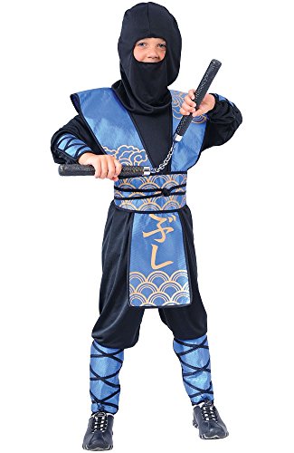 Wicked Costumes Ninja-Kriegsherr-Kostüm für Jungen, Blau/Schwarz, Größe L (8–10 Jahre) von Wicked Costumes