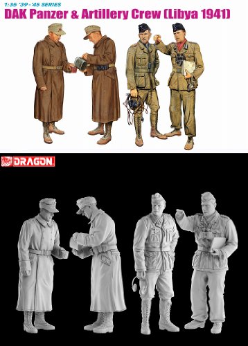 Dragon 500776693-1:35 DAK Panzer und Artillery Crew Libya'41 von Dragon Models