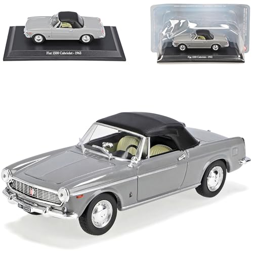 Unbekannt FIAT 1500 Cabriolet Cabrio Grau 1963 Soft Top 1/43 De Agostini Modell Auto Modellauto von Unbekannt