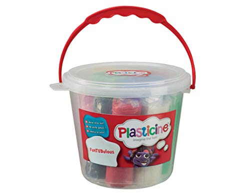 Plasticine FunTUBulous, Original Modelliermasse, Weich und Nicht-Härtend, Enthält 8 Bumper-Sticks Plastik-Eimer mit Traggriff, Geeignet für Kinder ab 3 Jahren von Plasticine