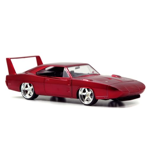 Jada Toys Fast & Furious Dom's 1969 Dodge Charger Daytona, Auto, Tuning-Modell im Maßstab 1:24, mit Spoiler, zu öffnende Türen, Motorhaube und Kofferraum, Freilauf, rot metallic von Jada Toys