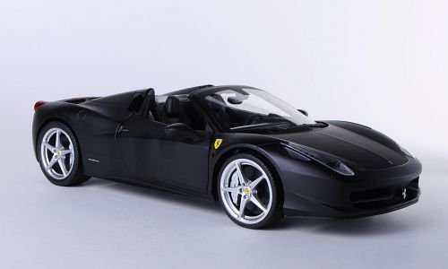 Ferrari 458 Spider, mattschwarz, Modellauto, Fertigmodell, Mattel 1:18 von Unbekannt