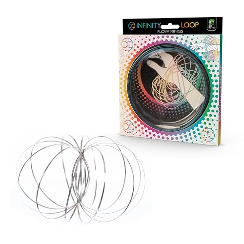 Unbekannt Funtime Gifts ET7300 Fließring Magic Infinity Loop, Kinetic Science Spielzeug für Kinder und Erwachsene, Silber von Funtime Gifts