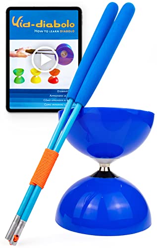 Juggle Dream Big Top Diabolo Jonglierset -Kugellagerachse - mit Superglas-Handstäben und Online-Lernvideo - Jonglieren (Blau Diablo/Blau Stäbe) von Juggle Dream