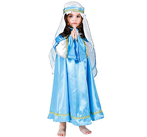 Unbekannt Kinder Kostüm Krippenspiel Maria Weihnachten Orient Kleid blau (128) von Unbekannt