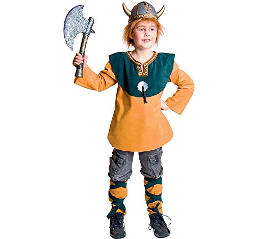 Unbekannt Kinder Kostüm Wikinger Wecky MIT HELM Fasching Karneval Komplettkostüm (140/152) von Unbekannt