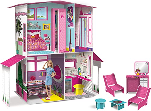 Lisciani - BARBIE Puppenhaus - Barbie Traumvilla auf zwei Etagen - 3D-Haus zum Bauen, Dekorieren und Gestalten - Kreatives Bastel- und Konstruktionsspielzeug für Kinder ab 4 Jahren von Lisciani