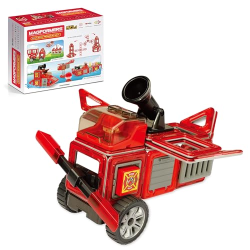 Magformers Fire Engine And Rescue Vehicle Set. Firefighters Magnetic Building Blocks Toy. Makes Over 50 Different Emergency Vehicles And Buildings. STEM Magnetic Tiles Toy For Children Aged Over 3. von MAGFORMERS